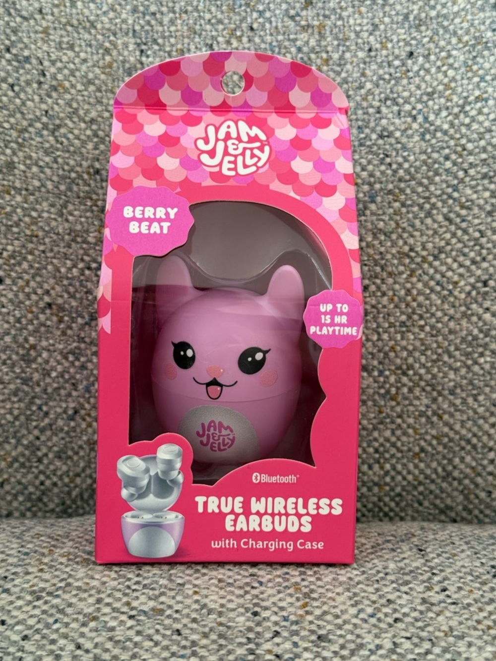 Jam & Jelly True Wireless Earbuds Kitty Charging Case Bright Pink NIB Bluetooth
